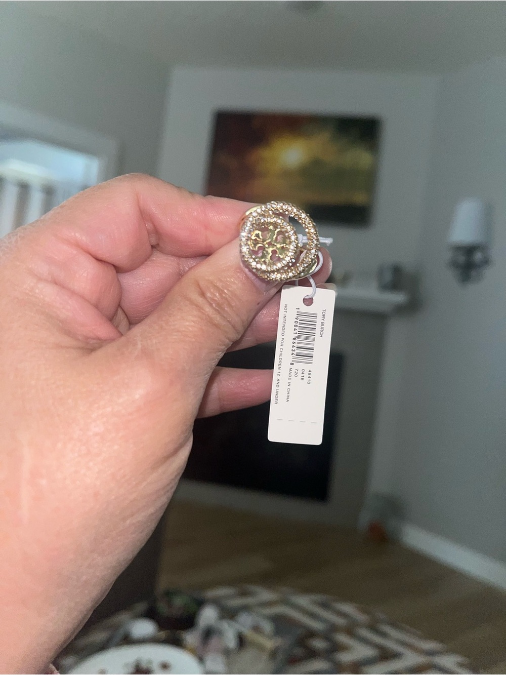 NWT Tory Burch Miller Crystal-Embellished Ring Size 8